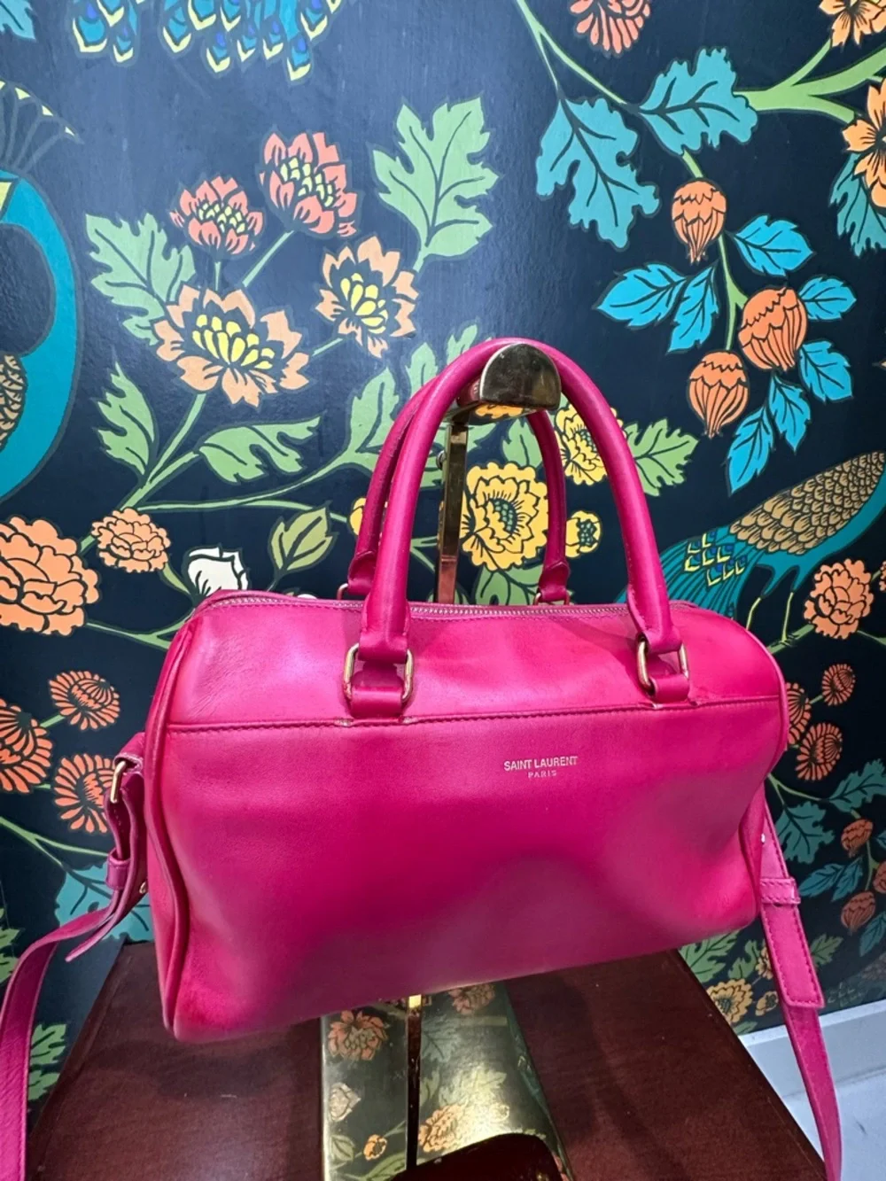 Saint Laurent Baby Duffle Pink Leather Crossbody Bag YSL Mini Boston - Picture 5 of 16